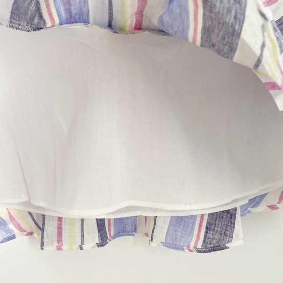 Parker multi stripe Ruffle Linen mini skirt NWT - Picture 4 of 8